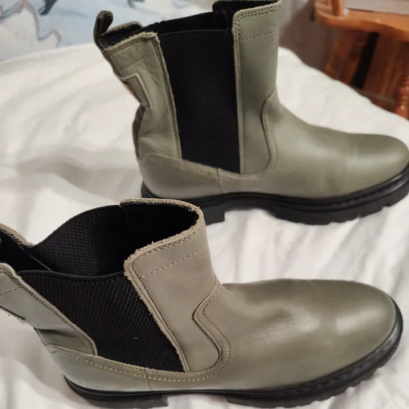 G STAR Kafey Chelsea Leather Boots green Combat Y2K - Picture 2 of 7